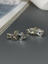 Серьги Square каффы crystal Au 4