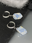 Серьги Кубист 22мм white opal