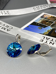 Серьги RIVOLI 14mm с австрийскими кристаллами bermuda blue 3