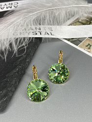 Серьги RIVOLI 14mm с австрийскими кристаллами peridot Au 3