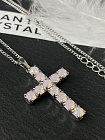 Подвеска крест KROW rose opal