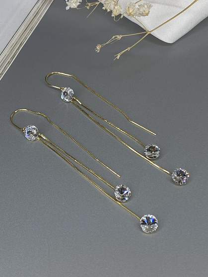 Серьги Rivoli протяжки 6mm crystal Au