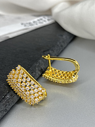 Серьги DAZZ Celeby crystal английский замок покрытие желтое золото 3