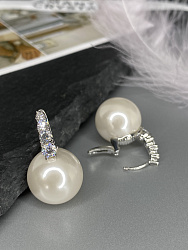 Серьги жемчуг 14 mm со стразами  3