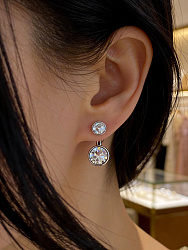 Серьги-гвоздики KR Assol 2в1 crystal женские свадебные  2