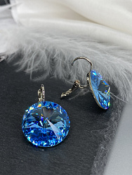 Серьги RIVOLI 18mm с австрийскими кристаллами aquamarine 4