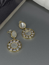 Серьги Flower white Au (эмаль) 1