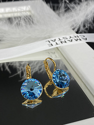Серьги RIVOLI 12 с австрийскими кристаллами aquamarine Au 1