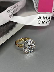 Кольцо ELIS 14мм crystal покрытие желтое золото 3