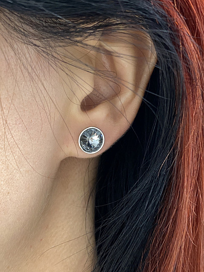 Пусеты KR 10mm silver night