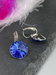 Серьги RIVOLI 14mm с австрийскими кристаллами sapphire 2