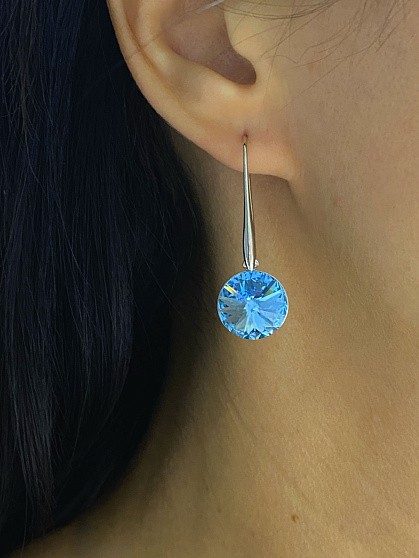 Серьги ELINA 14mm с австрийскими кристаллами aquamarine