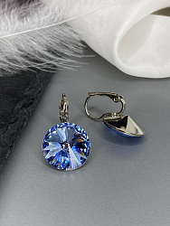 Серьги RIVOLI 14mm с австрийскими кристаллами light sapphire 3