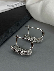 Серьги DAZZ Celeby crystal английский замок покрытие белый родий  4