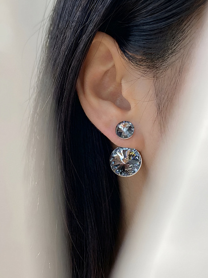 Серьги Roncato 14мм с австрийскими кристаллами silver night