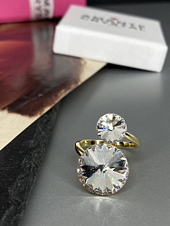 Кольцо KR JANINE crystal желтое золото 2