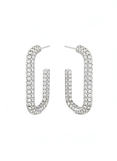 Серьги полукольца strass (мелкие стразы)