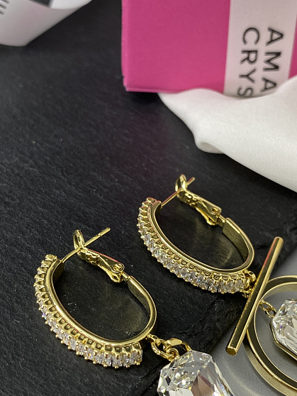 Серьги Capri/baget Asimetria crystal Au
