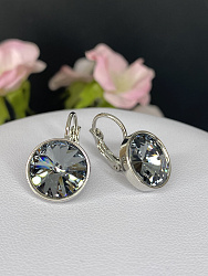 Серьги KR Rivoli с австрийскими кристаллами silver night 1