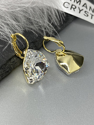 Серьги KR Dafna 18mm crystal Au покрытие желтое золото 3