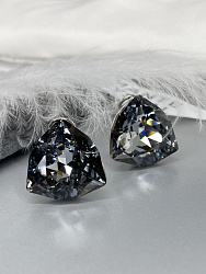 Серьги KR DAFNA 18mm silver night качественные 4