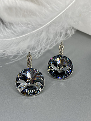 Серьги RIVOLI 14mm с австрийскими кристаллами silver night 4