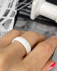 Кольцо Керамика (грани) 18 белое 3