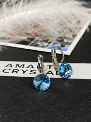 Серьги RIVOLI 8mm с австрийскими кристаллами aquamarine 3