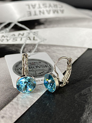 Серьги Assol 9mm с австрийскими кристаллами light turquoise 3