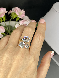 Кольцо LION с австрийскими кристаллами crystal покрытие желтое золото 1