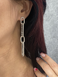 Серьги Цепь стразы 8,5 см 2