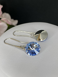 Серьги ELINA 14mm с австрийскими кристаллами aquamarine 2