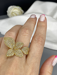 Кольцо DAZZ Flower crystal Au 3,5см 2