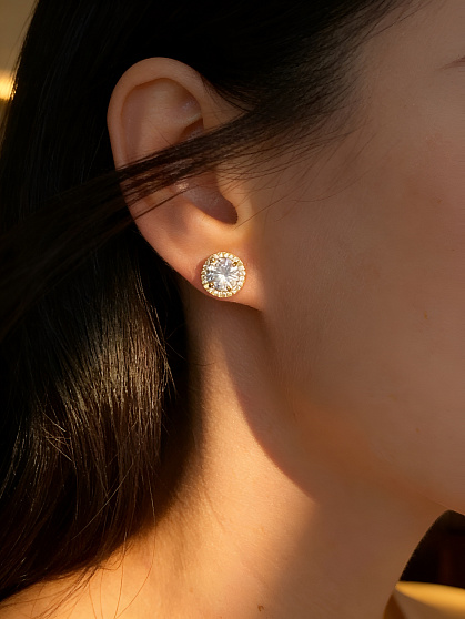 Пусеты Kassandra zircon  Au 10mm