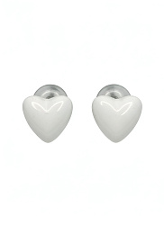 Пусеты Сердечки белый керамика