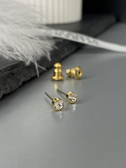 Пусеты Lera 3 mm crystal Au