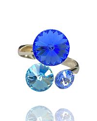 Кольцо LION с австрийскими синими кристаллами оригинальное