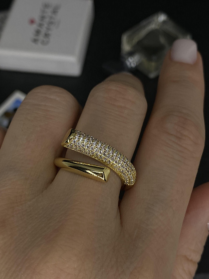 Кольцо Kiss crystal Au