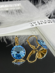 Серьги RIVOLI 12 с австрийскими кристаллами aquamarine Au 2