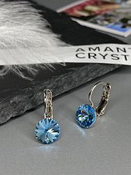 Серьги RIVOLI 8mm с австрийскими кристаллами aquamarine 2