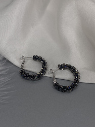 Серьги IREN jet полукольца россыпь 1