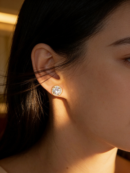 Пусеты Kassandra zircon  Au 10mm
