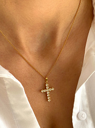 Подвеска крест KROW crystal Au 1