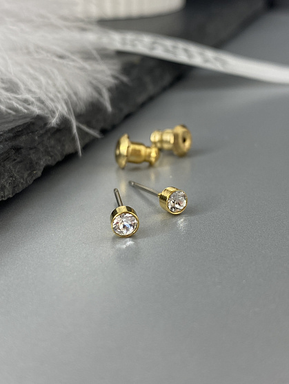 Пусеты Lera 3 mm crystal Au