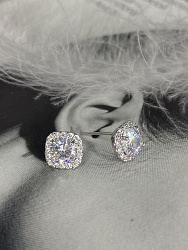 Пусеты Kassandra zircon квадрат 2