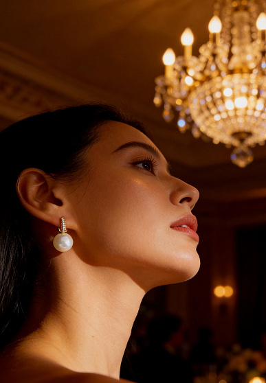 Серьги жемчуг со стразами Au