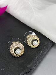 Пусеты с жемчугом Strass Au 1