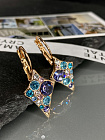 Серьги Rivolo Romb tanzanite mix Au с переливающимся оттенком