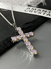 Подвеска крест KROW rose opal