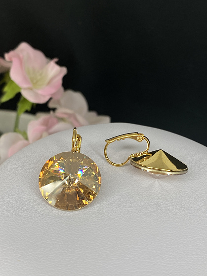 Серьги RIVOLI 18mm с австрийскими кристаллами gold Au